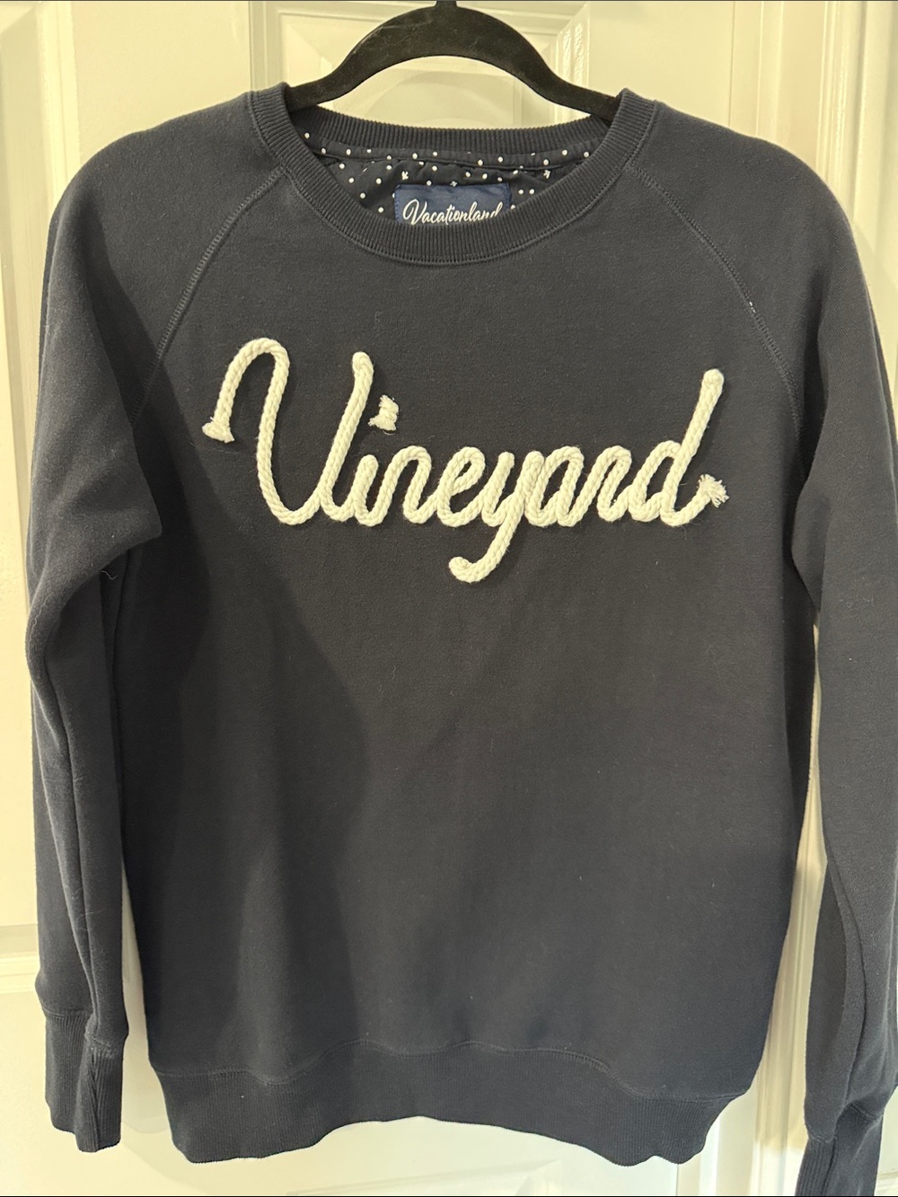 Women’s Navy Pullover  with White Script